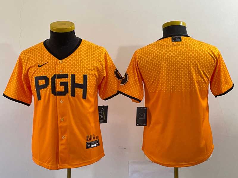 Youth Pittsburgh Pirates Blank Yellow 2023 City Connect Stitched Jersey->mlb youth jerseys->MLB Jersey